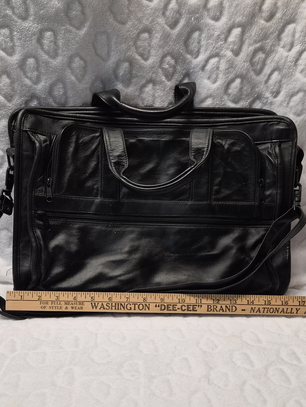 Black Leather Laptop Messenger Bag - Professional Work Bag